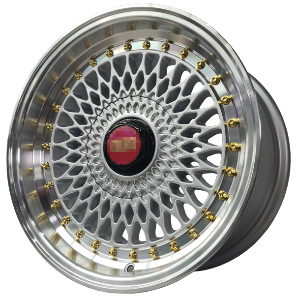 17X8.5J 4/100/108 ET25 SILVER GOLD STUD