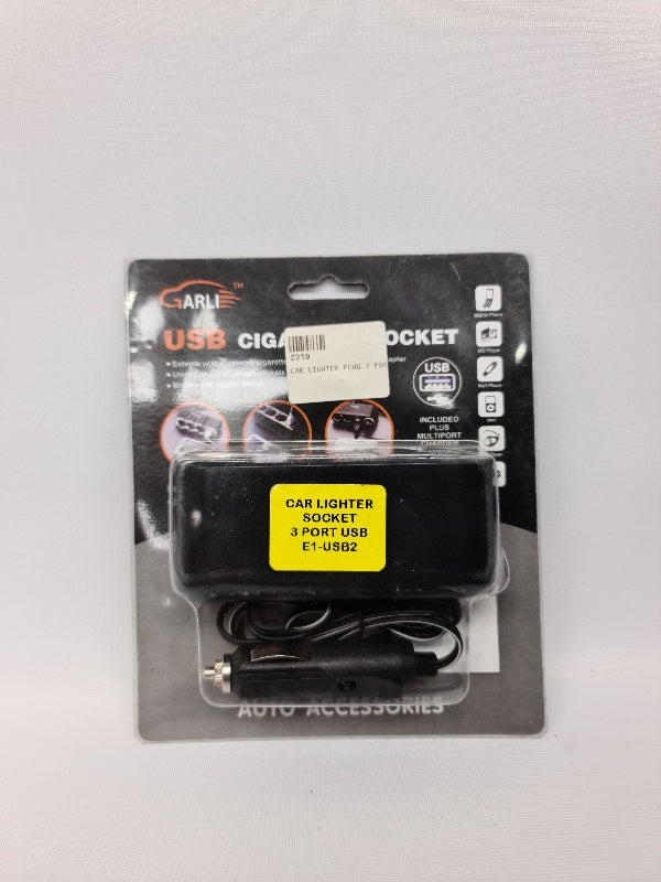 CAR LIGHTER PLUG 3 PORT 2 USB