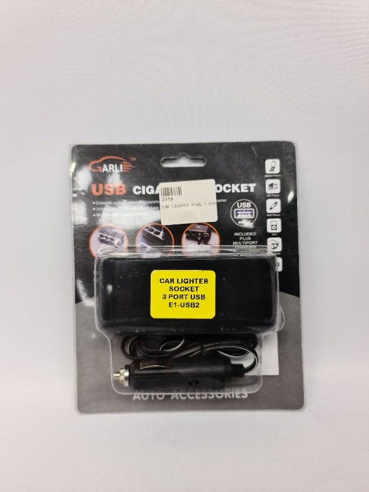 CAR LIGHTER PLUG 3 PORT 2 USB