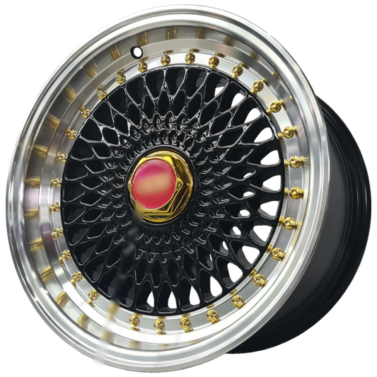 15X8.25J 4/100/108 ET20 BLK GOLD STUD